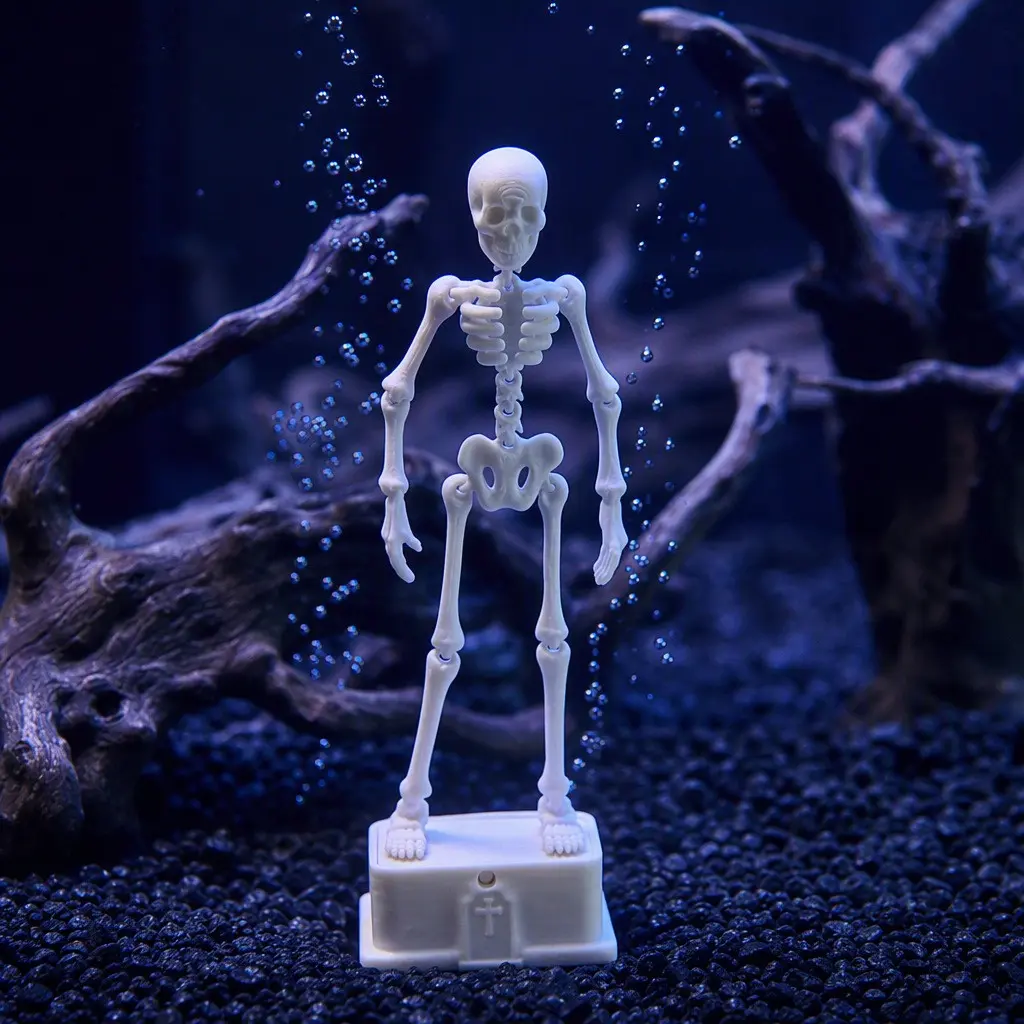 Skull Decoration for Fish Tank，Dancing Skeleton Aquarium Bubbler, Halloween Novelty Home Decor, Unique Aquarium Accessory, Fish Tank Decorations, Aquarium Supplies