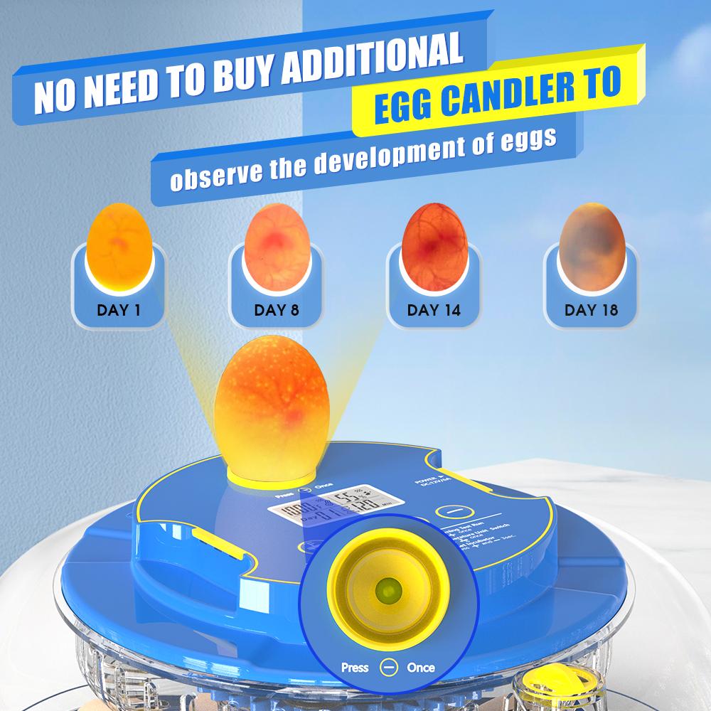 18 Eggs Incubators for Hatching Eggs,  Egg Incubator with Automatic Egg Turning and Temperature Control Humidity Display, Incubator for Chicken Eggs with Adapter,
