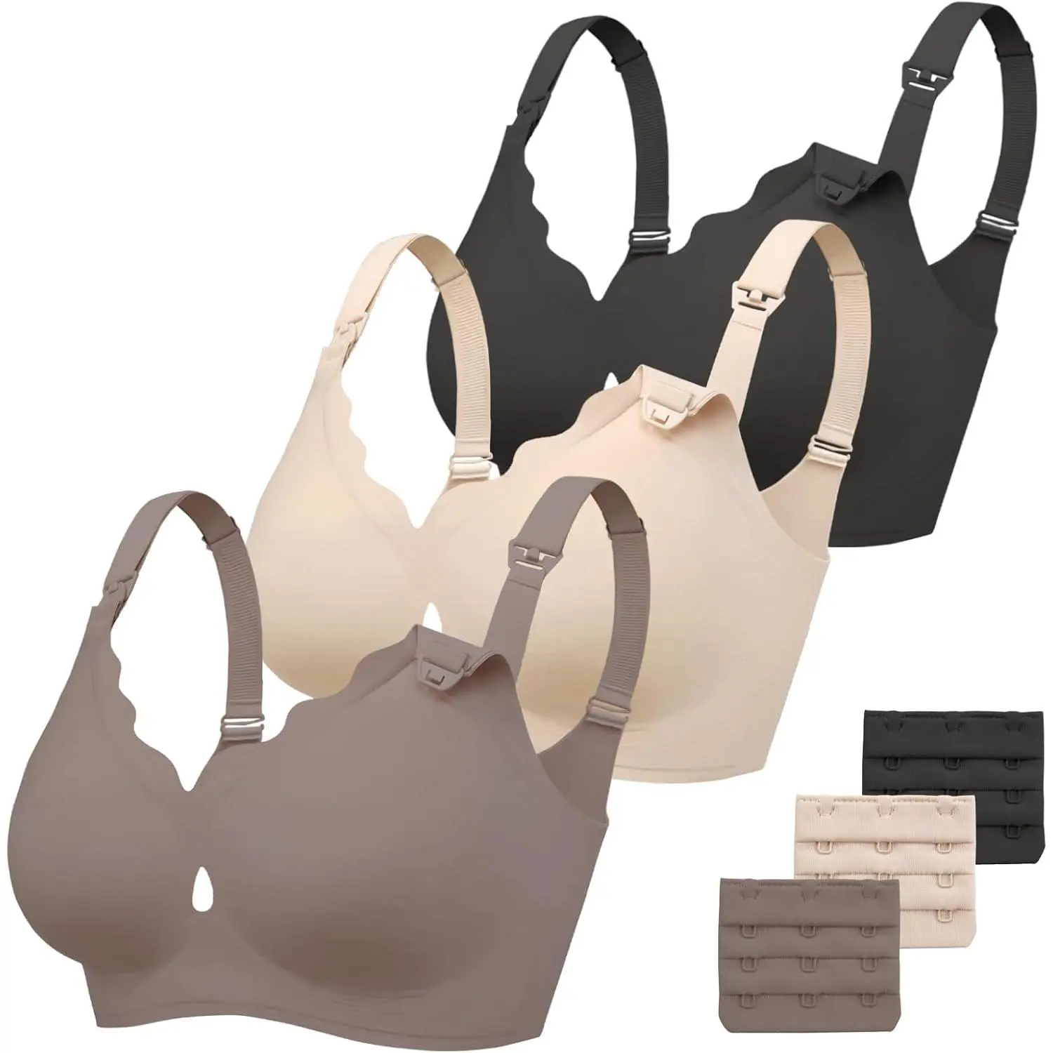 3 Pack Nursing Bras for Breastfeeding Comfort Hollow Breast Feeding Bras Women Seamless Maternity Bras for Pregnancy