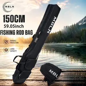 1pc Fishing Rod Bag 150cm Large Capacity, Dual Layer Storage, Handheld or Crossbody, Foldable Design, Ideal for Lure Fishing, Carp Fishing, Fly Fishing