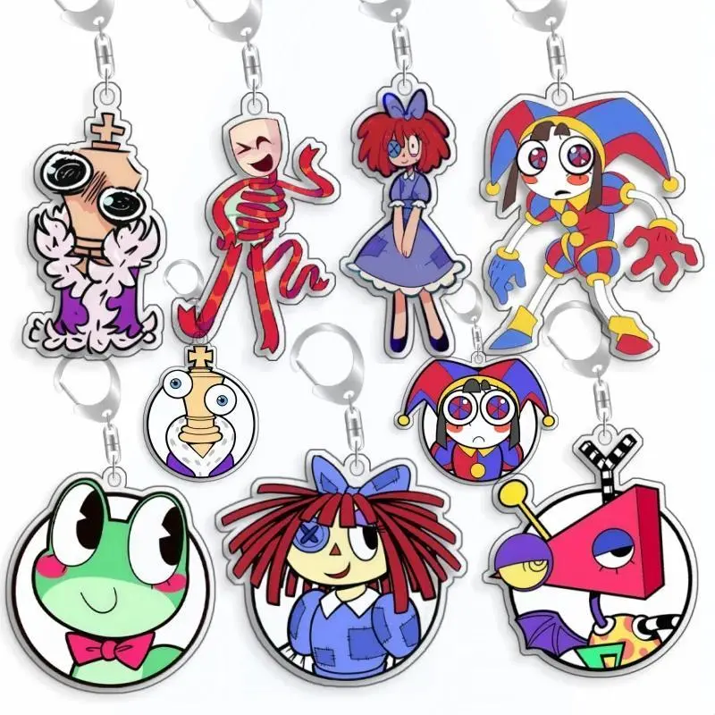 For The Amazing Digital Circus Ragatha Pomni Gangle Kinger  Acrylic Selfmade Cute Cartoon Anime Keychain Pendant Toy Gifts 5cm
