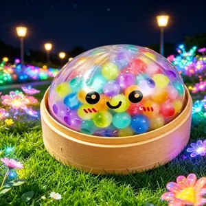 Glitter Rainbow Dumpling Squishy Toy Bead-Filled Squeeze Fidget with Steamer Case Soft Sensory Stress Relief for Relaxation