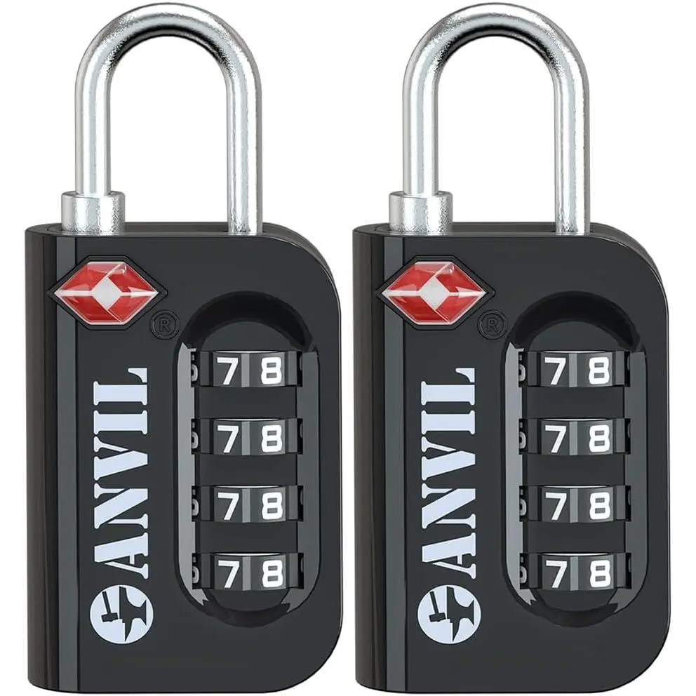 TSA Approved Luggage Lock 4 Digit Combination, 10,000 Combinations, Easy-Read Password Window, Travel Lock for Suitcases, Backpacks, Gym & Student Lockers, Baggage