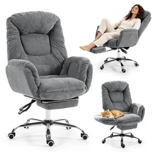 Criss Cross Ergonomic Office Chair with Footrest, Big and Tall Executive Office Chair with 3-Level Adjustable Armrests High Back Adjustable Gaming Chair with Wheels for Home Office, Light Grey
