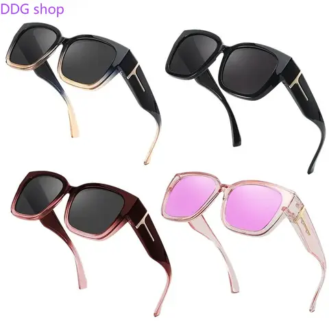 Unisex 4-Pack One Size Polarized Fit Over Sunglasses - Solid Rectangular Mirrored Frame, UV400 Shield, Anti-Glare, Comfortable Over Prescription Glasses, Sturdy for All Ages Casual Use, Clearer Vision, Cut Down Harsh Light Reflection, Ideal for Driving