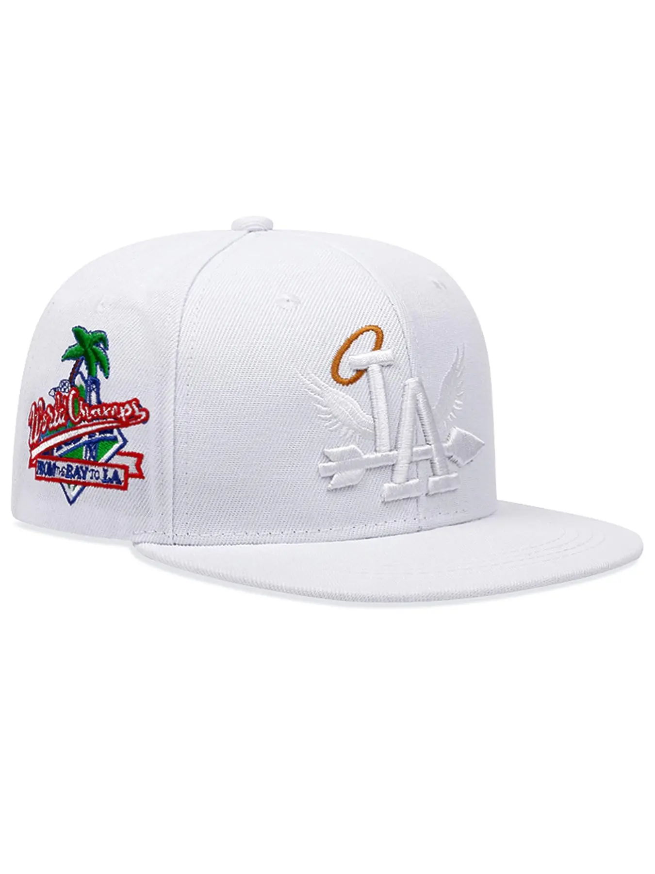 3D Embroidered Flat Brim Hat with Snap Closure, Stylish Accessory for Everyday Wear, Durable Design for All Seasons