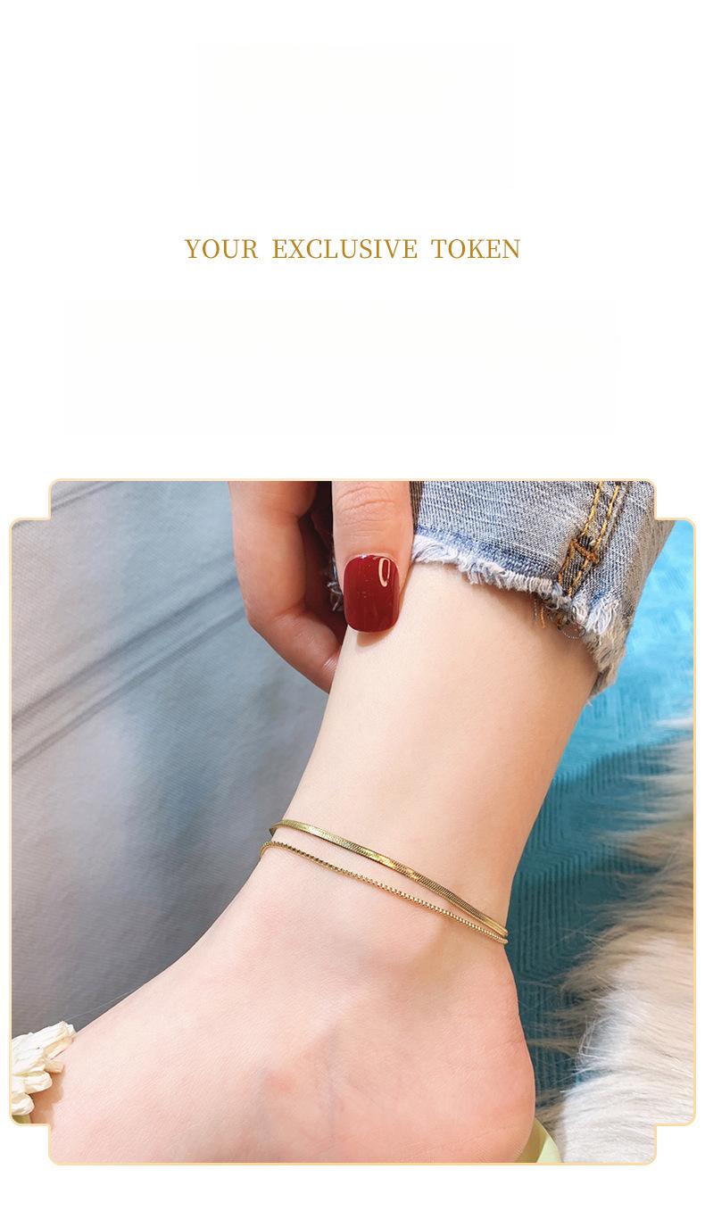 Double-Layer Snake Bone Anklet for Women – INS Minimalist Forest Style, Trendy Simple Layered Foot Chain