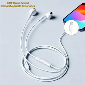 Type-C Wired Earphones, Semi-In-Ear, Hi-Res Digital Decoder, with Line Control Mic, Compatible with Phone/tablet/laptop