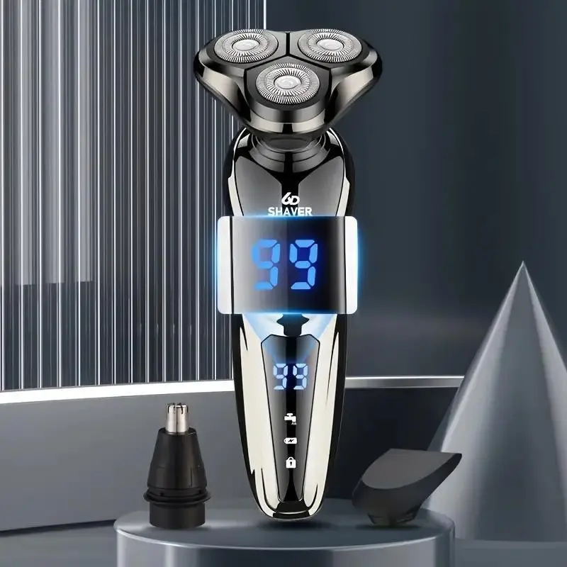 Rechargeable Electric Shaver for Men All in One Trimmer Set with Nose Trimmer Sideburns Trimmer Face Cleaning Brush