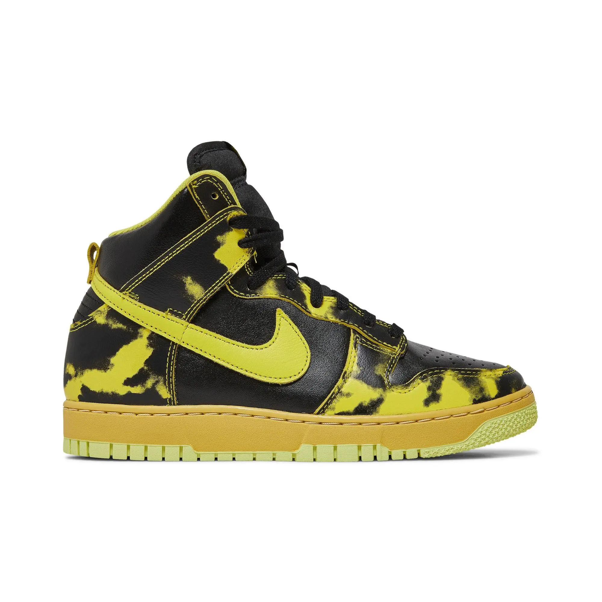Nike Dunk High 1985 'Yellow Acid Wash' Unisex High Ankle Skateboarding Shoes, Lace-Up Closure, Suede Upper, Black/Varsity Maize/Black, Style DD9404-001, Multi-Size