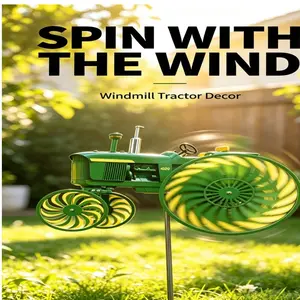 Garden Windmill Turntable - Green tractor-shaped windmill pile with rotating wheel, suitable for courtyard, courtyard, garden, unique outdoor sculpture decoration, is the perfect gift for relatives and friends