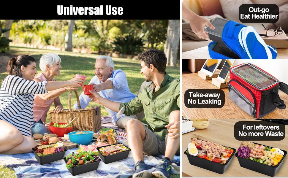 50 Pack Meal Prep Container, Disposable Lunch Box, Food Storage Washable Containers with Lids, Reusable Plastic Bento Box Microwave/Dishwasher/Freezer Safe (750ML/ 26 OZ)