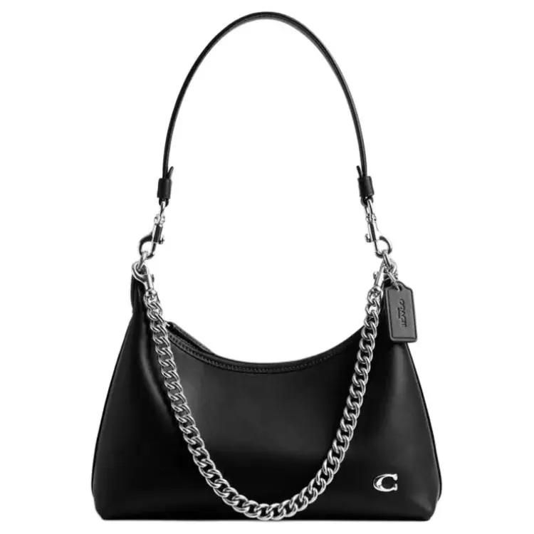 COACH Juliet 25 Leather Crossbody Shoulder Bag for Women with Chain Detail and Zip Closure – Black