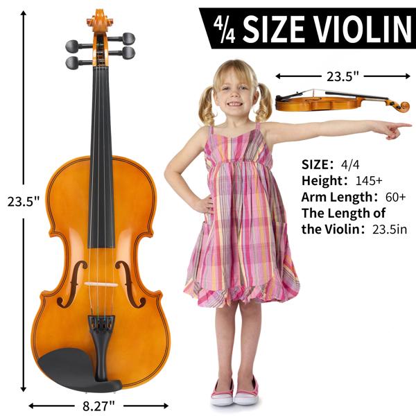4/4 Violin Set for Adult Beginners and Students with Hard Case, Bow, Shoulder Rest, Rosin, Extra Strings, Pre Set Up Bridge