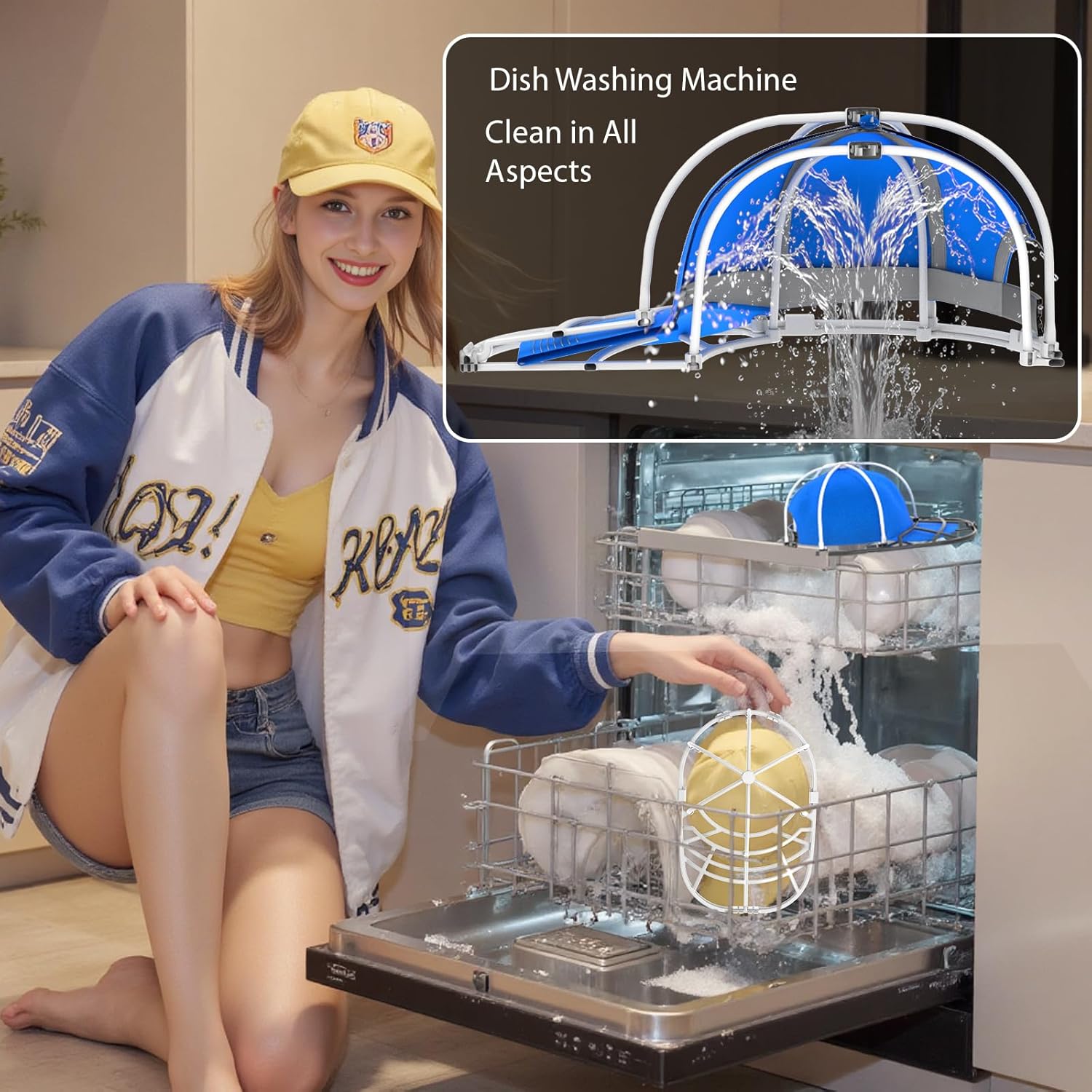 Mother's Day Gifts Hat Washer Cage for Washing Machine - Baseball Cap Cleaner Rack-White 1 Pack