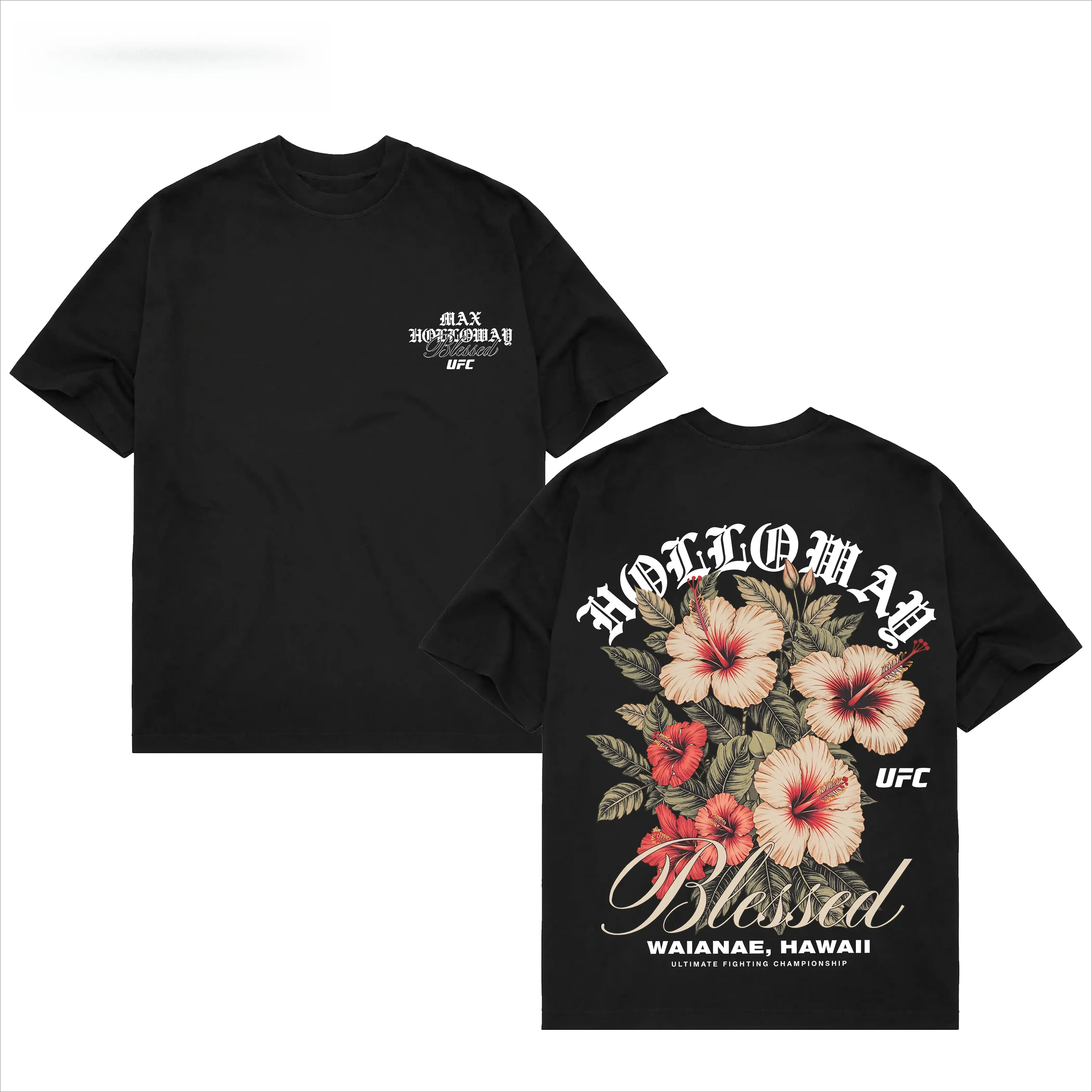 Max Holloway Blessed Hawaii Hibicus Heavy Cotton Double Sides T-Shirt, UFC Fan Blessed Custom Vintage Design, Custom Bootleg UFC Tee, Max Holloway Vintage Tee, UFC Merch