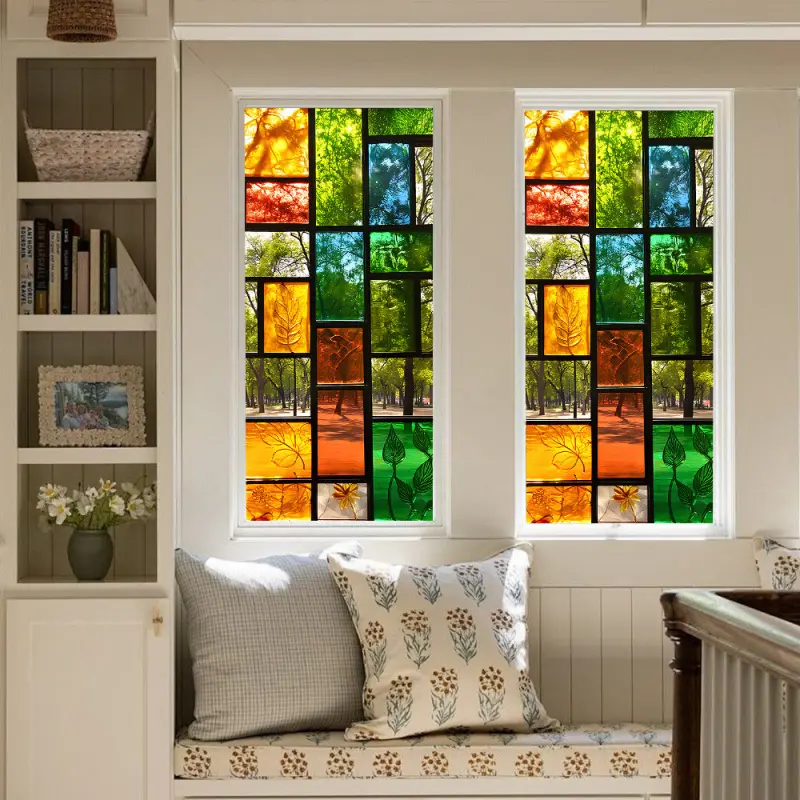 Artistic painting electrostatic frosted glass window decorative sticker for colorful window decoration, suitable for bathrooms, bedrooms, living rooms and other windows beautification, Window Decals For Glass Windows