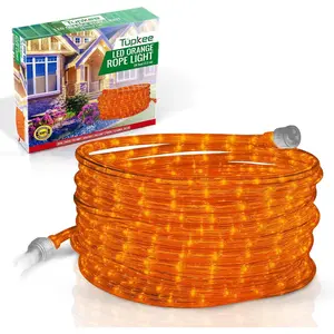 LED Rope Light Orange 24 Feet 7.3m 10MM Diameter 144 Long Life LED Bulbs Rope Tube Lights for Indoor and Outdoor Use