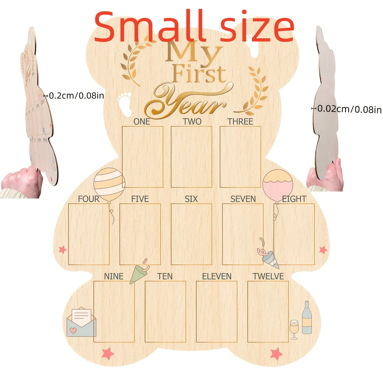 Wooden Bear Head Photo Frame, Elegant Vertical Design, Ideal Gift for Baptism and New Parents, Baby Room and Living Room Decor, Christmas Home Decoration