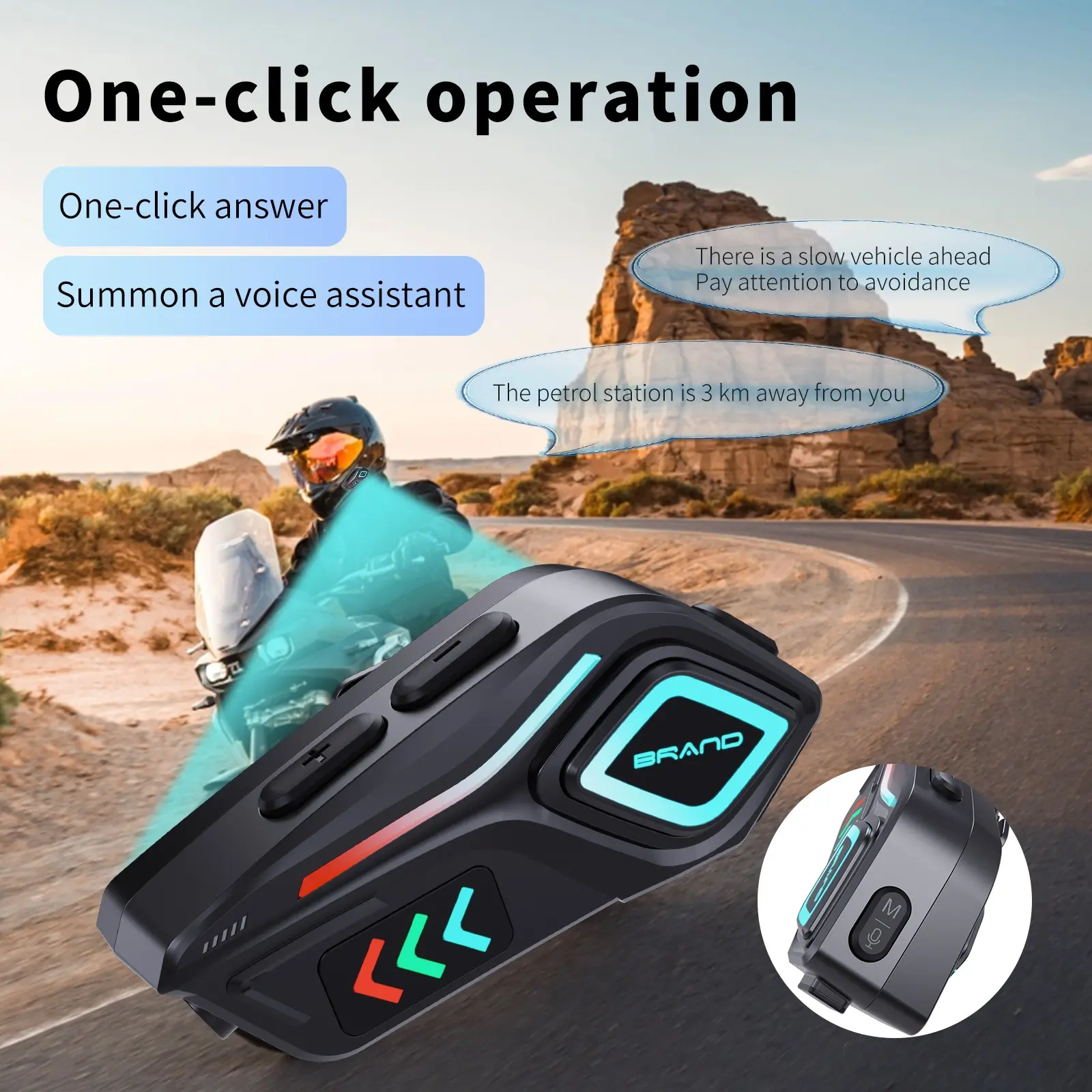 Bluetooth-compatible Motorcycle Helmet Earphone, Motorcycle Accessory, Moto Accessories, Cool RGB Lights, Ipx8 Waterproof, HiFi Sound, Smart Noise Cancellation, for Riders, Motorcycle Enthusiasts