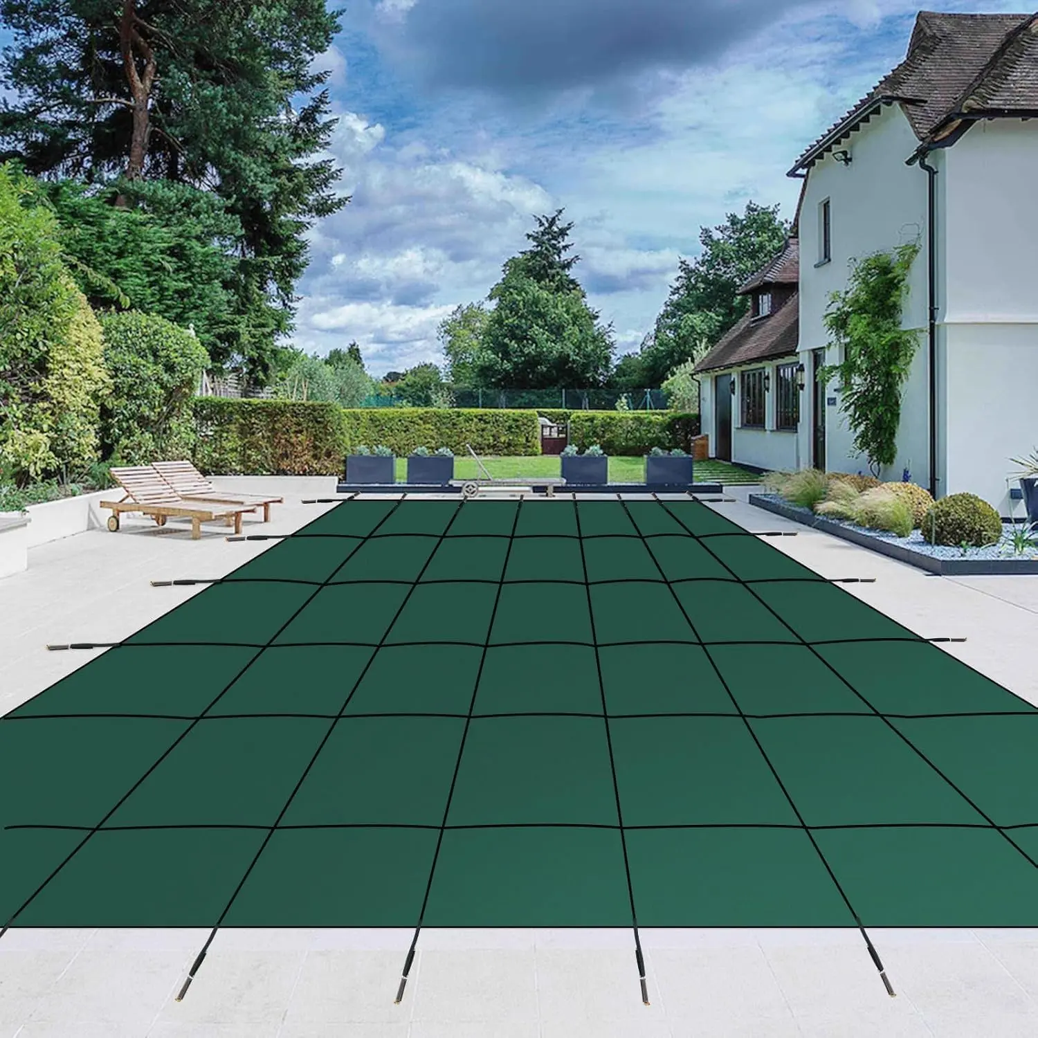 Garvee Heavy Duty Rectangle Mesh Pool Safety Cover – Inground Winter Protection – Durable PP Fabric – Secure Stainless Anchors – Blocks Debris – Easy Installation – Spa Accessory