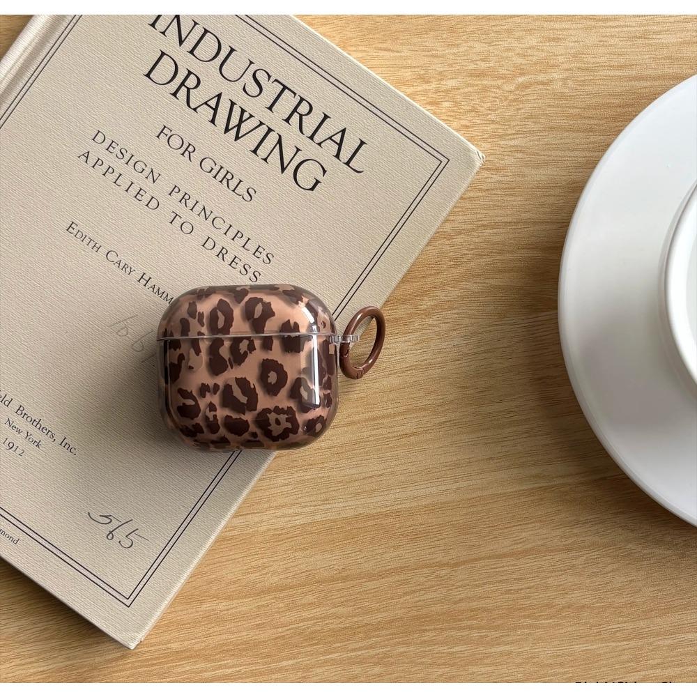 Leopard Print AirPods Case – Transparent Brown Protective Cover, Shockproof, Compatible with AirPods 1/2/3/4/Pro/Pro2