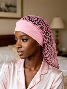 Women's Handmade Crochet Hair Net, Long Bun Cover, Sleep Cap Breathable Mesh, Hair Net Headband, Fashionable Comfort Design