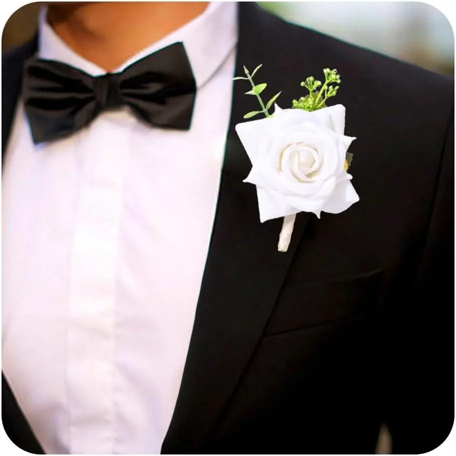 Wedding Boutonniere Groom Flower Buttonholes Groomsmans Prom Party Suit Decoration Anniversary Accessories for Man