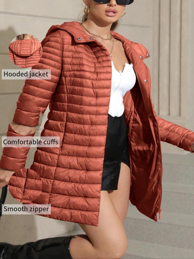 Giolshon Women's Winter Cotton Jacket, Casual Lightweight Hooded Coat with Pockets for Fall & Winter, Daily Warmth and Comfort