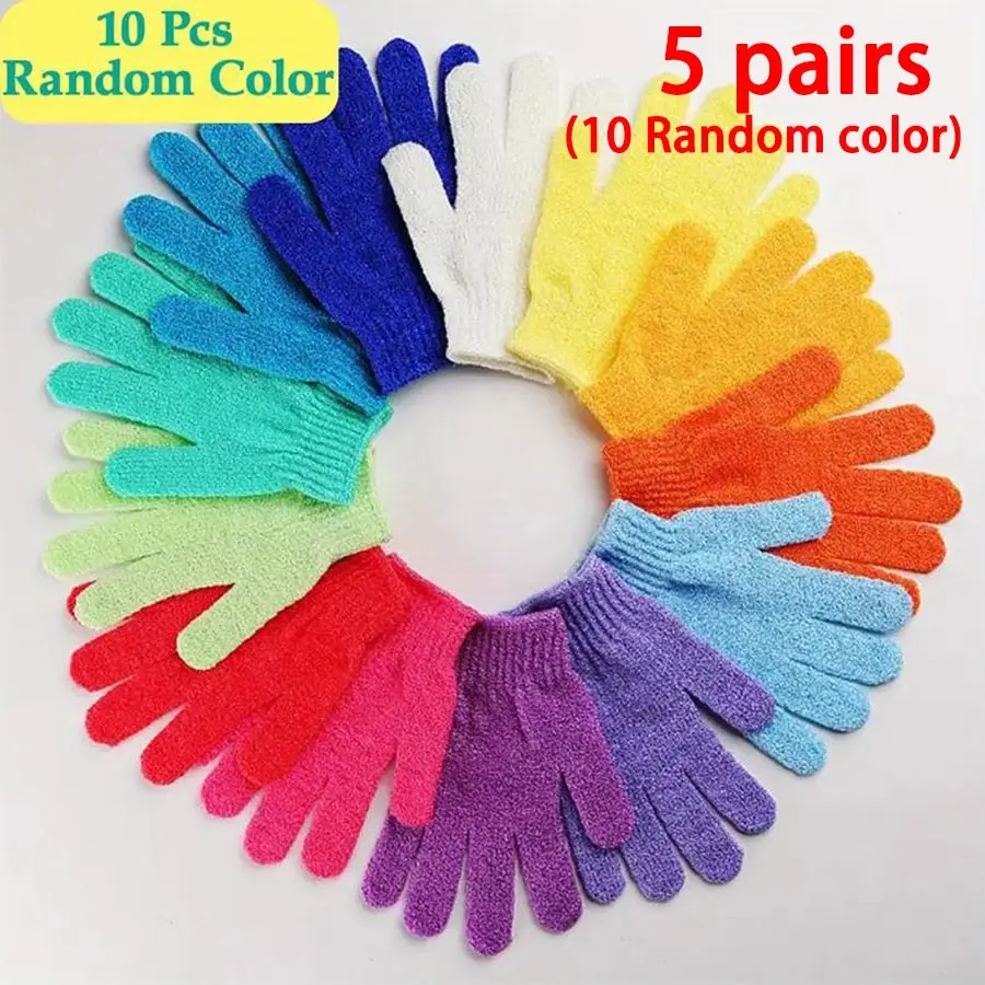 10Pcs (5pairs) Exfoliating gloves, Exfoliant Scrubber Glove, Random colors, body exfoliating agents, shower gloves, exfoliating body scrub gloves, women's shower accessories, bathroom glove, Body Scrubber, Body Wash Scrubber