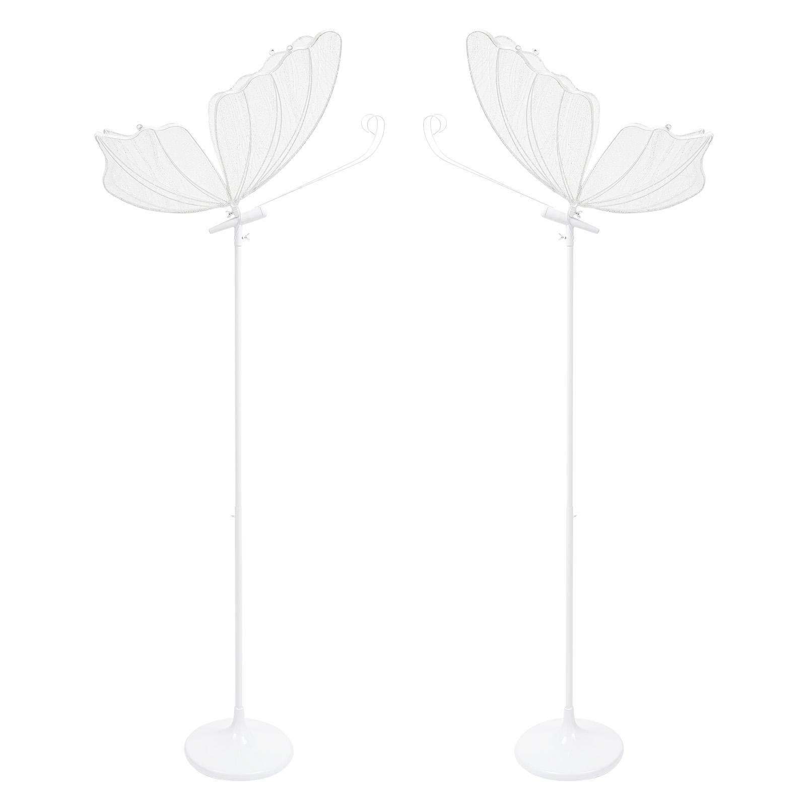 2-Piece 110V 48W Butterfly LED Wedding Lights (57.5-70.1in) Silver/White Iron+Plastic+Gauze Floor/Ceiling Mount - Ideal for Halloween/Christmas Wedding Stages, Hotel Halls, T-Stage Decoration