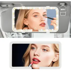 3-Light Mode Car Makeup Mirror, Rechargeable & Dimmable with Touch Control, 60 LED Visor Mirror for SUV/Truck,Portable Travel Makeup Mirror