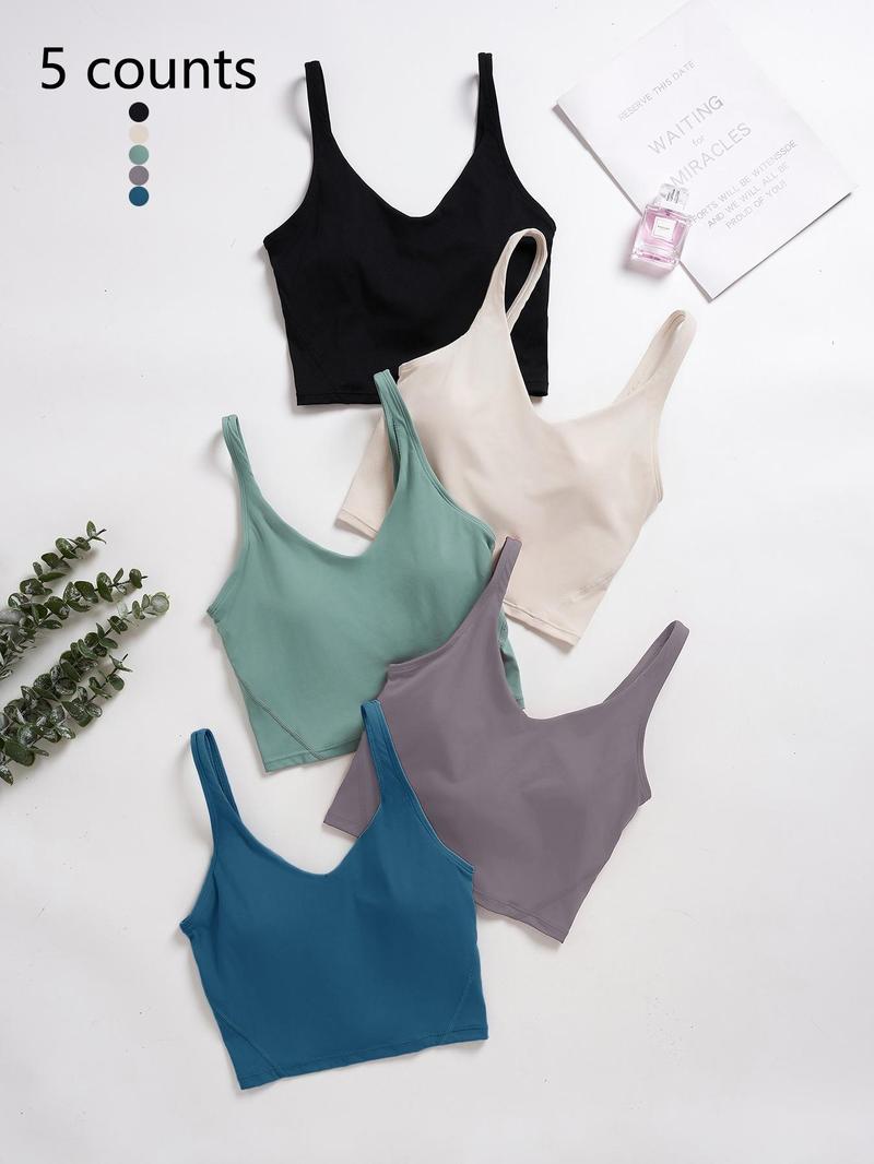 Women's Solid Sports Bra, Quick-Drying Breathable Comfortable Crop Cami Top for Yoga Gym Workout Running, Ladies Sportswear for Indoor and Outdoor Wear