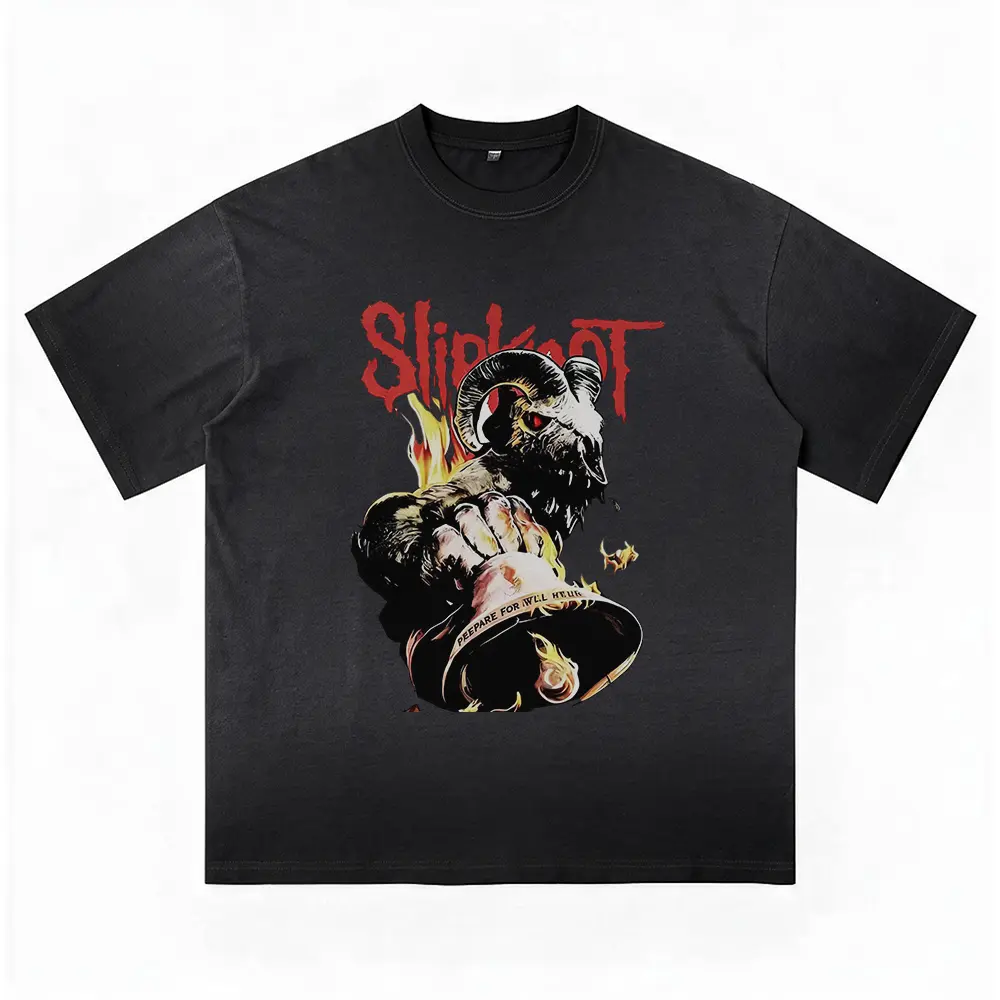 Oversized Acid Washed T-Shirt, Vintage Slipknot Style Graphic Tee, Unisex Cotton Retro Band Shirt. Trendy Streetwear Top, Casual Everyday Graphic Clothing, Good Gift for Him/Her.