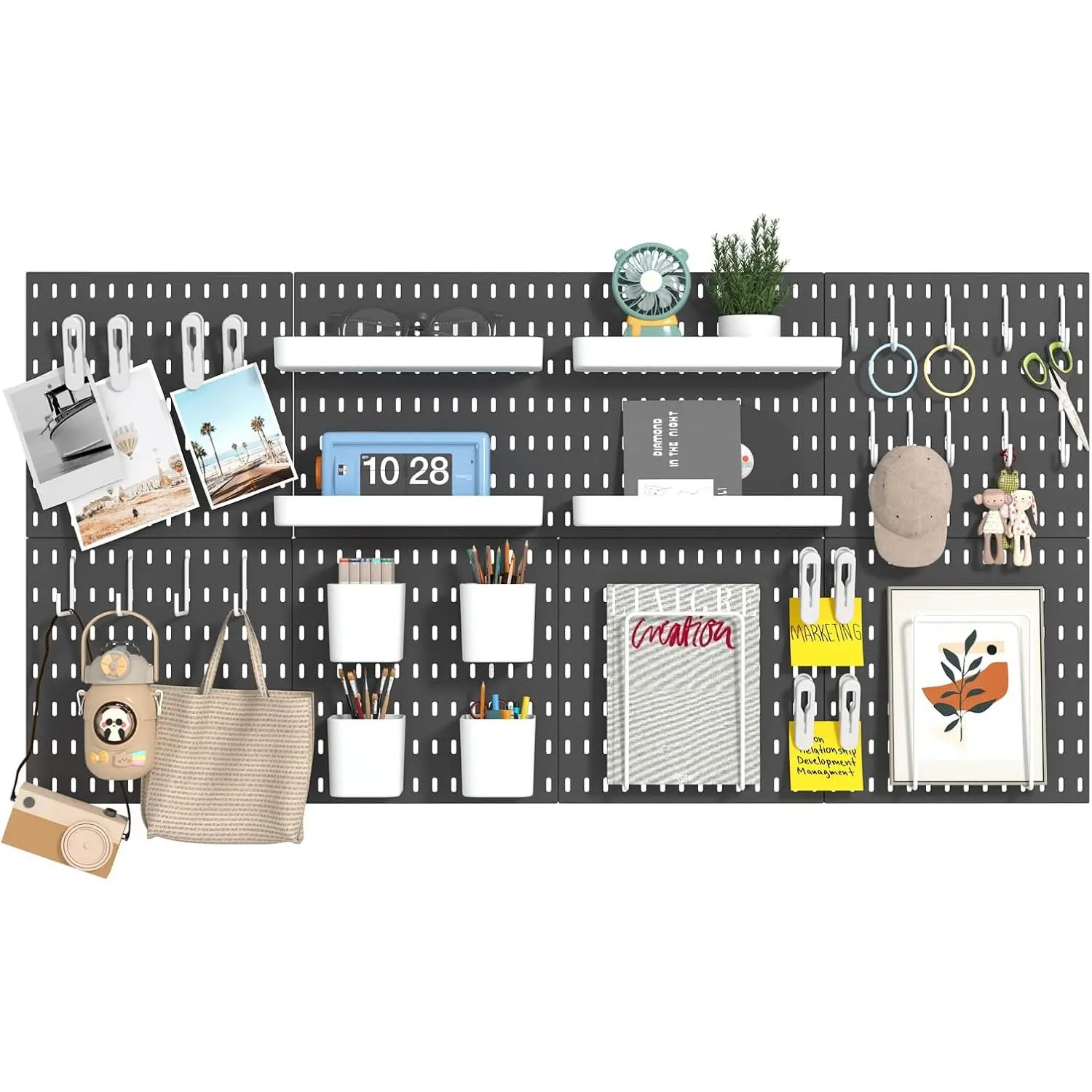 8-Pack 22"x44" Plastic Pegboard Panels Durable Modular Organizer Boards for Wall Storage, Garage, Workshop & Craft Room – Lightweight & Easy to Install