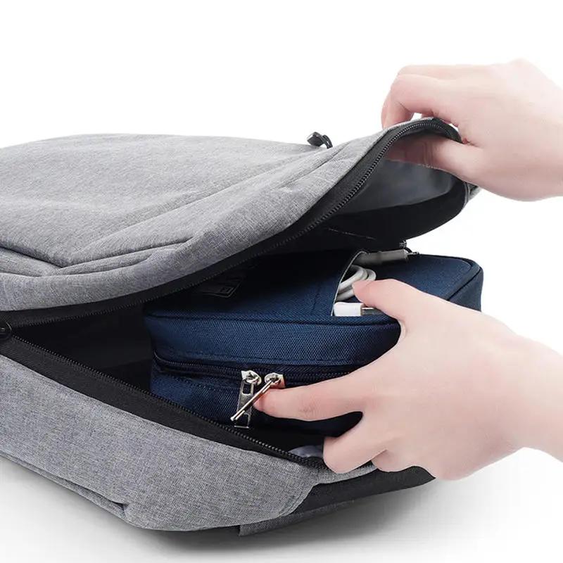Oxford Travel Cable Bag Shockproof Multi-layer Charger Data Cable USB Bag Organizer Solid Color Electronic Accessory Storage Bag
