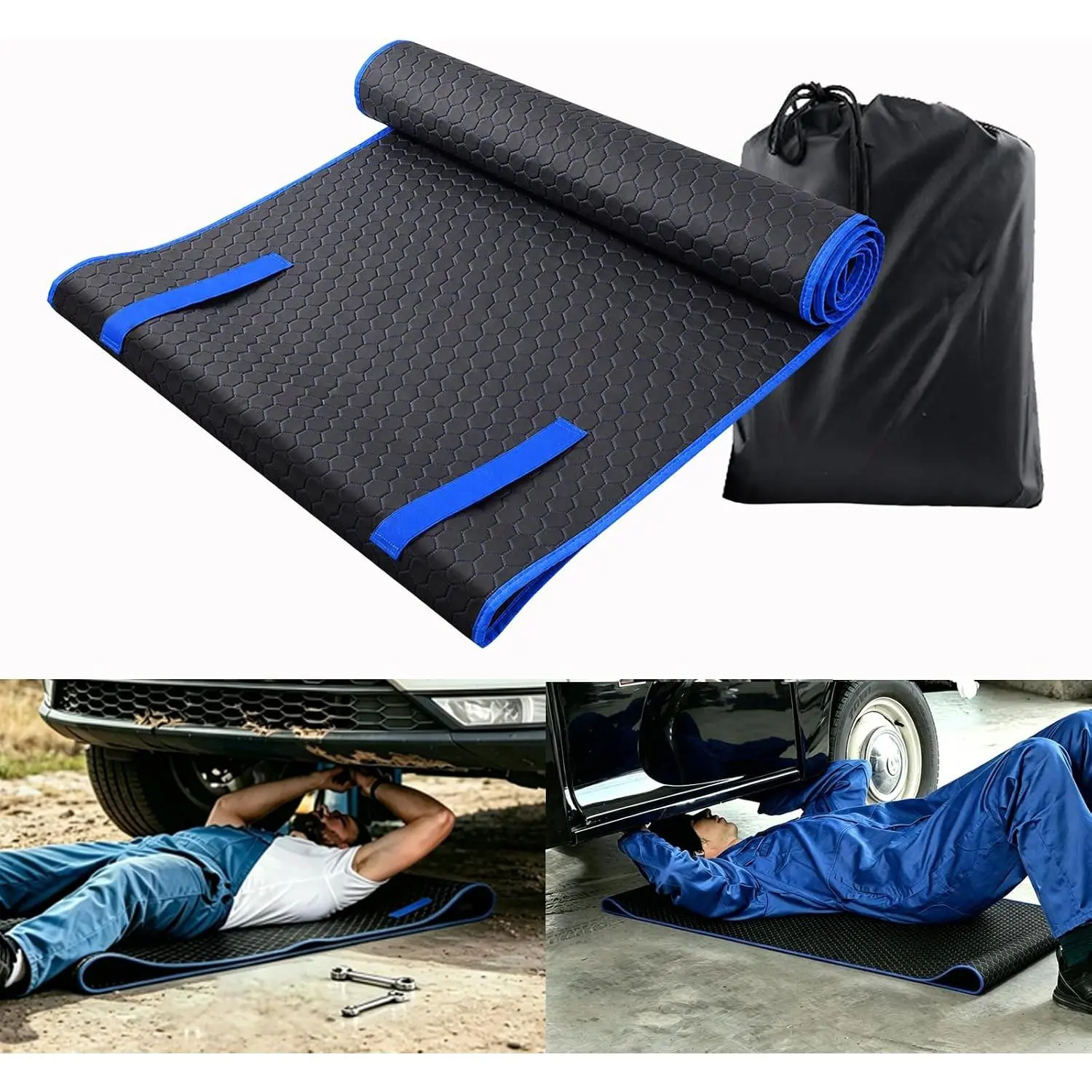 Upgrade Magical Rolling Creeper Mat 60x28 Inch Under  Repair Pad | with Storage Bag,Mechanics Creeper Mat for Low Clearance,Work  Uneven Terrains & ,Gifts for Men (Blue)