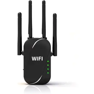 GT300 WiFi Extender 300Mbps, WiFi Range Extender & Booster with 4 High- Antennas, 2.4GHz Signal Repeater with Ethernet Port, Covers Up to 50 Devices, Easy Setup for (Black)