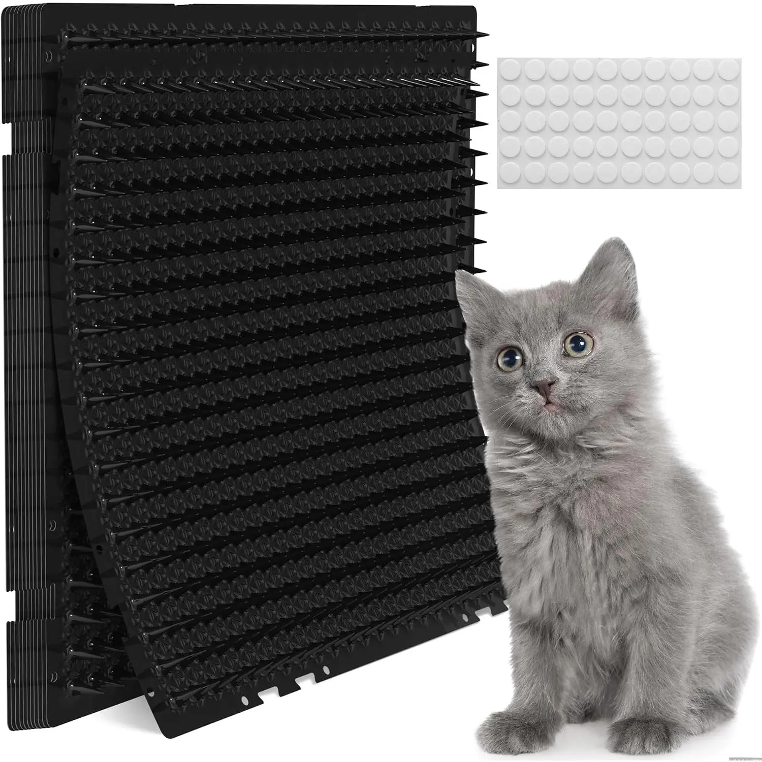 12 Pack Black  Spike Mat - 16" x 13" Scat Mat for Cats with 1" Spike is A   Deterrent for Indoor & Outdoor  Repellent to Deter Feral Cats & Dogs