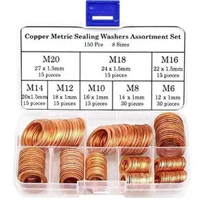 150 count 8 Sizes Copper Metric Sealing Washers  Set
