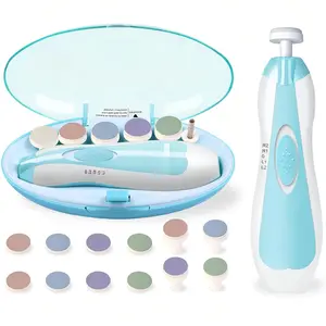 Baby Nail Trimmer Electric, Easy & Safe Nail File  Newborn Infant Toddler, Whisper-Quiet Nighttime Use, 4-Stage Age-Matched Grinding Heads, LED Light, 18-Piece Kit, Blue, Baby Shower Gift New model