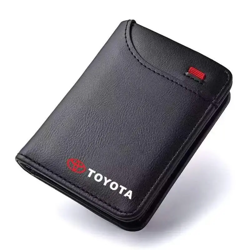 Soft Leather Wallet for Toyota Cars, Driver's License and Credit Card Holder, Portable Coin Purse, Universal Automotive Accessory