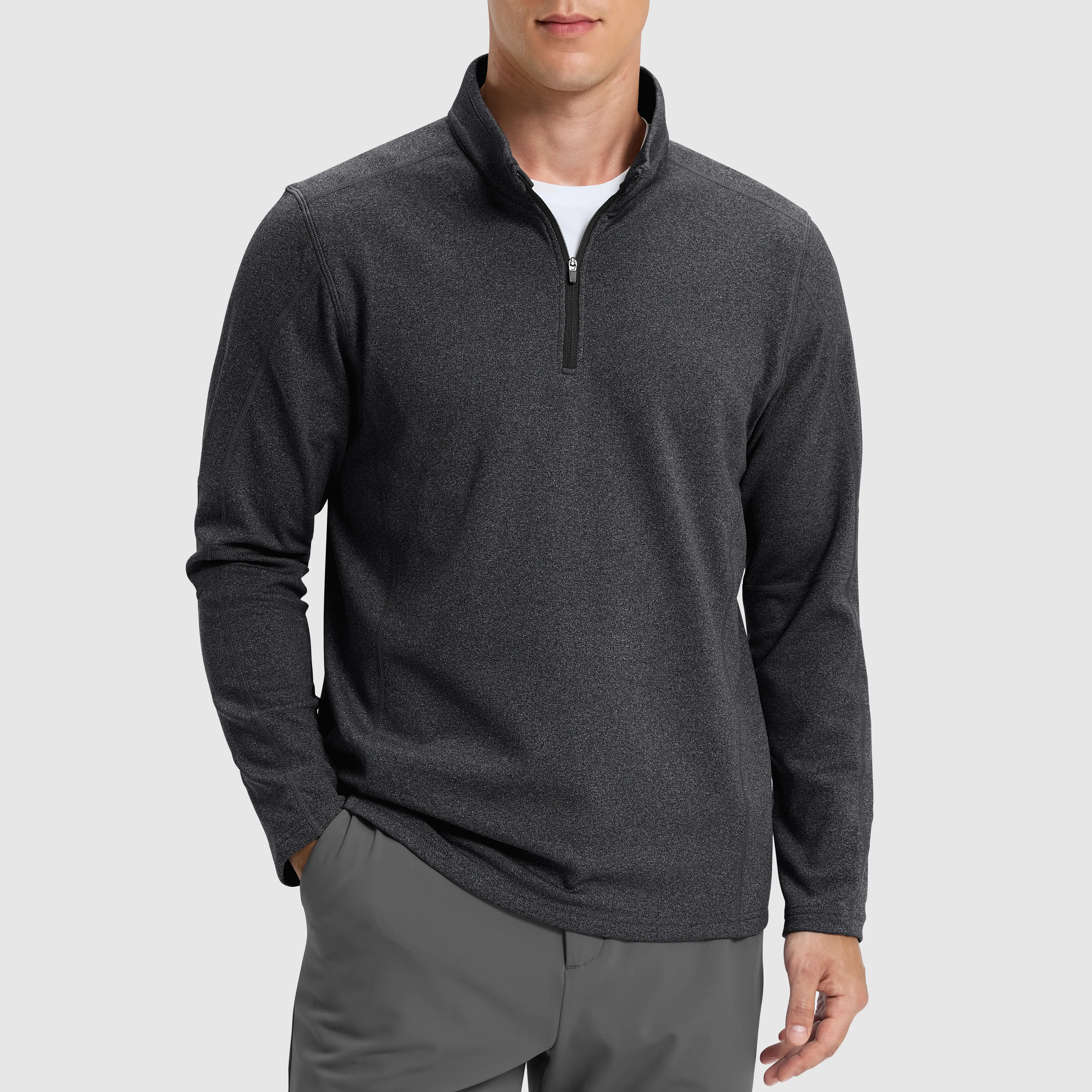 [Clearance] G Gradual Men's Fleece Lined Sweatshirt Long Sleeve Quarter Zip Pullover for Men Winter Golf Shirt Mock Neck Polo Sweater for Running, Golf, Camping, Hiking, Jogging, Lounging, Casual, Skiing
