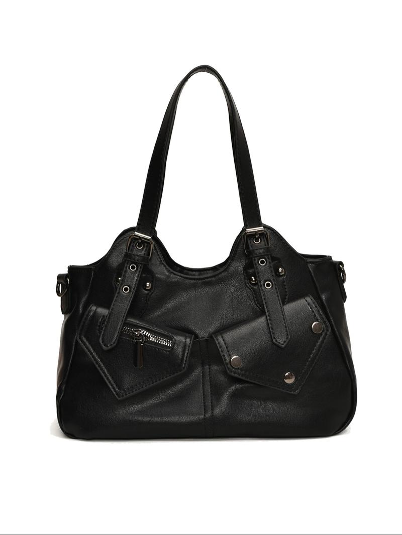 Women's Elegant Grommet Eyelet Design Tote Bag, PU Tote Satchel, Fashionable Large Capacity Shoulder Bag, Casual Versatile Crossbody Bag for Daily Outings, Short Outings, Mothers Day Gift Ideas