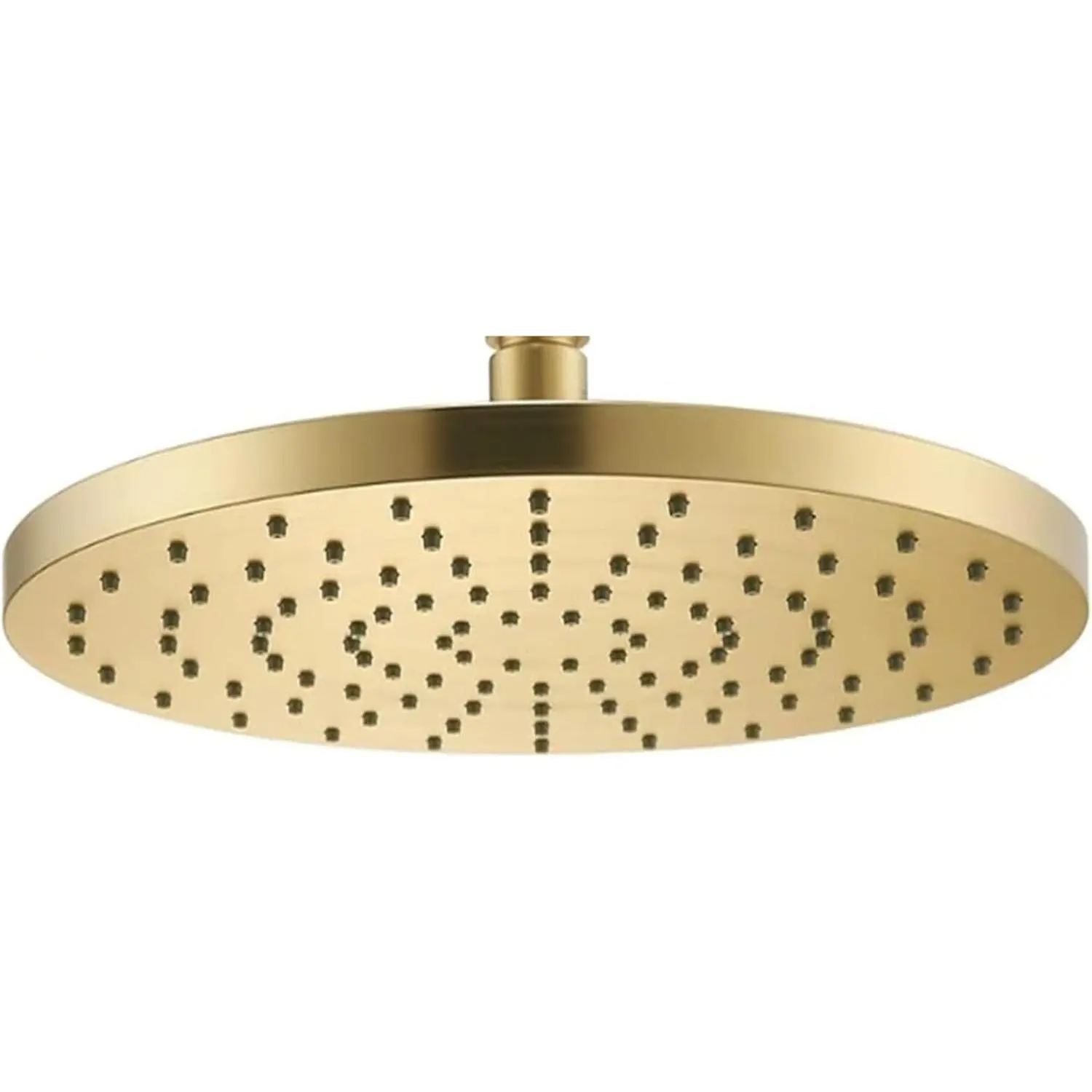 Gold Round 10-Inch High Pressure Fixed Mount Waterfall Shower Head, 2.5 GPM Bathroom Overhead Metal Finish Showerhead with Adjustable Angle, Model SH001GD-D10, One Piece