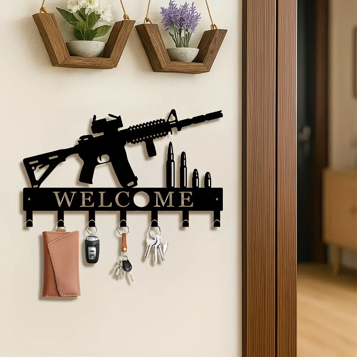 Gun-Shaped Key Hook, Home Organizer Hook, Space-Saving Modern Design, Ideal for Front Door, Hallway, Office, Perfect Moving Gift, Key Organizer