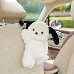 2026 New Cute Cartoon Plush Puppy Tissue Box, Soft Plush Tissue Holder, Home & Car Decor Accessory, Luggage & Bag Charm Compatible