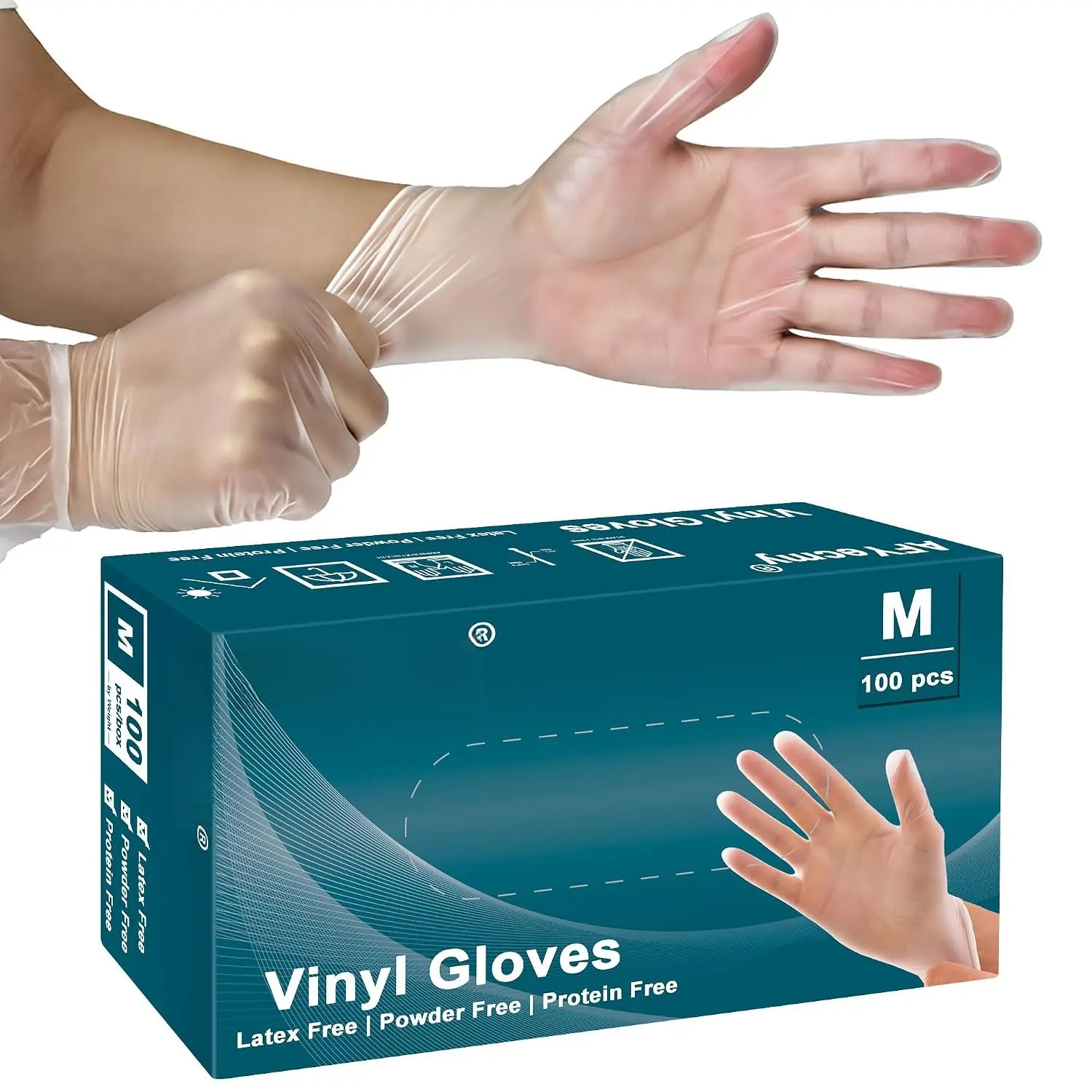 Clear Vinyl Gloves,  & Latex-Free, Disposable Cleaning Gloves, 5 Mil, 100 Count, Medium