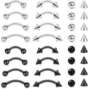 Eyebrow Piercing Jewelry Surgical Steel Curved Barbell Tiny Eyebrow Ring Vertical Labret Lip Jewelry Ear Rook Helix Conch Daith For Women Men 16g 6mm/8mm/10mm/12mmGift.