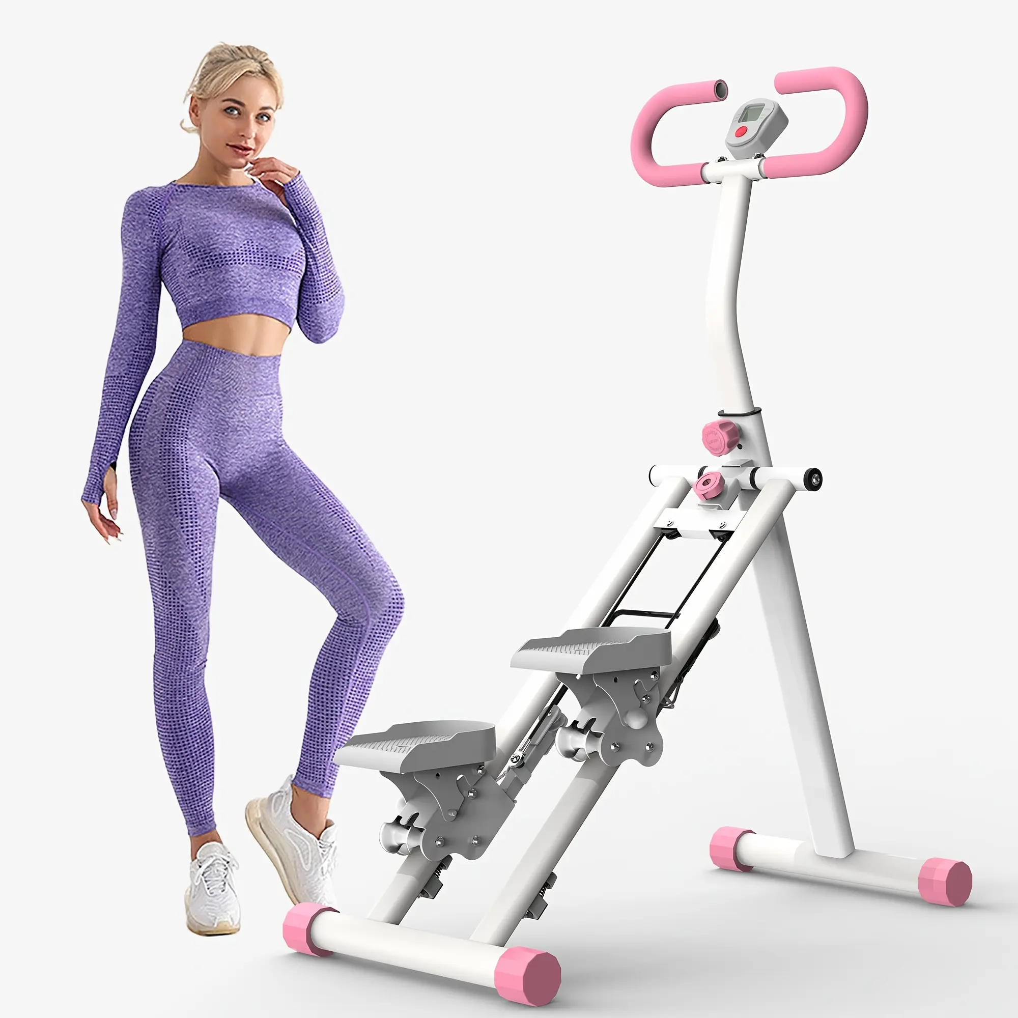 For home gym stair steppers, updated vertical climber equipment for total body fitness, space-saving folding cardio climber with increased step range, handlebars and pedals, without battery.